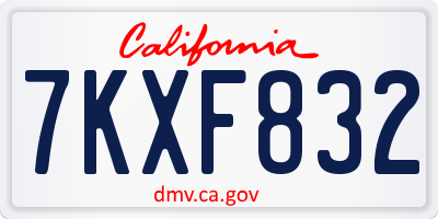 CA license plate 7KXF832
