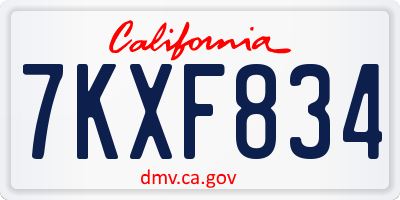 CA license plate 7KXF834
