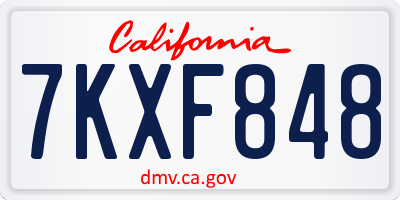 CA license plate 7KXF848