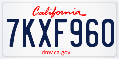 CA license plate 7KXF960