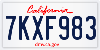 CA license plate 7KXF983