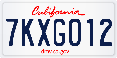CA license plate 7KXG012