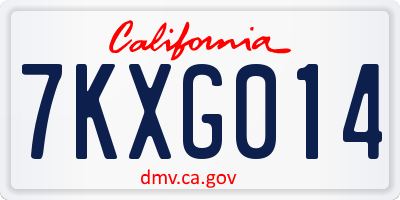 CA license plate 7KXG014