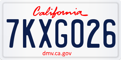 CA license plate 7KXG026