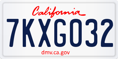 CA license plate 7KXG032