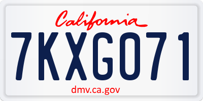CA license plate 7KXG071