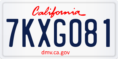 CA license plate 7KXG081