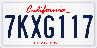 CA license plate 7KXG117
