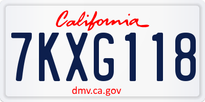 CA license plate 7KXG118