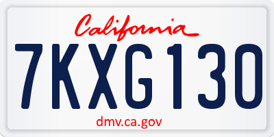 CA license plate 7KXG130