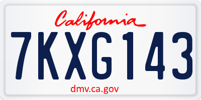 CA license plate 7KXG143