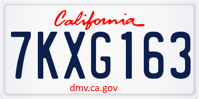 CA license plate 7KXG163