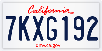 CA license plate 7KXG192