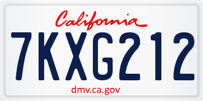 CA license plate 7KXG212