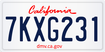 CA license plate 7KXG231
