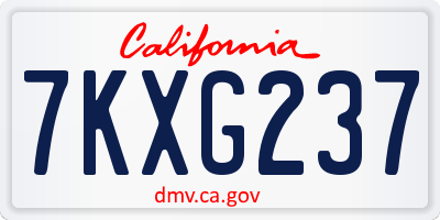 CA license plate 7KXG237