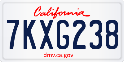 CA license plate 7KXG238