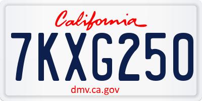 CA license plate 7KXG250