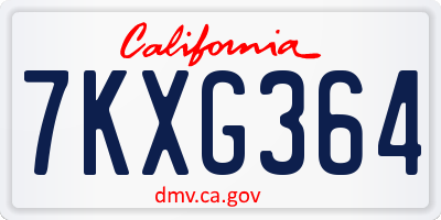 CA license plate 7KXG364