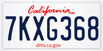 CA license plate 7KXG368
