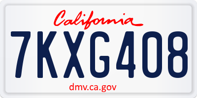 CA license plate 7KXG408