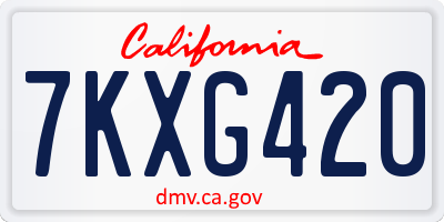 CA license plate 7KXG420