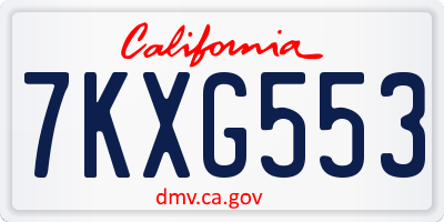 CA license plate 7KXG553
