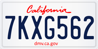 CA license plate 7KXG562