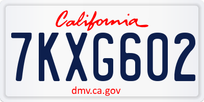 CA license plate 7KXG602