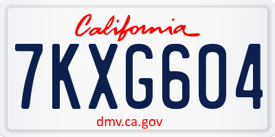 CA license plate 7KXG604