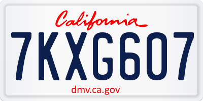 CA license plate 7KXG607