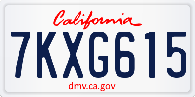 CA license plate 7KXG615