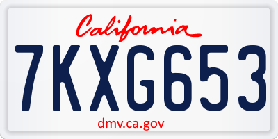 CA license plate 7KXG653