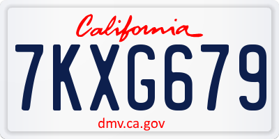 CA license plate 7KXG679