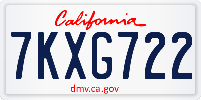 CA license plate 7KXG722