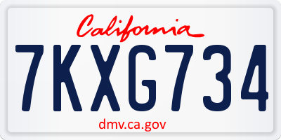CA license plate 7KXG734
