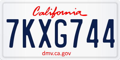 CA license plate 7KXG744