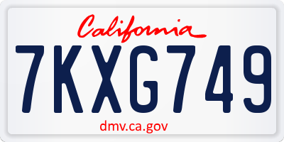 CA license plate 7KXG749