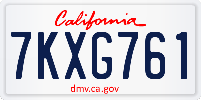 CA license plate 7KXG761