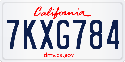 CA license plate 7KXG784