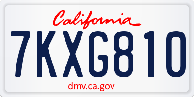 CA license plate 7KXG810