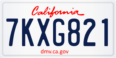 CA license plate 7KXG821