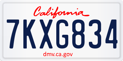 CA license plate 7KXG834