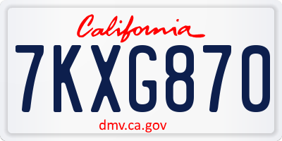 CA license plate 7KXG870