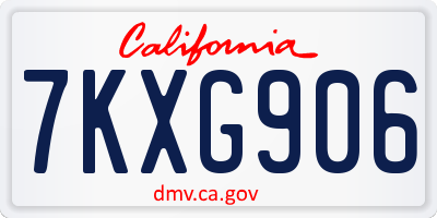 CA license plate 7KXG906