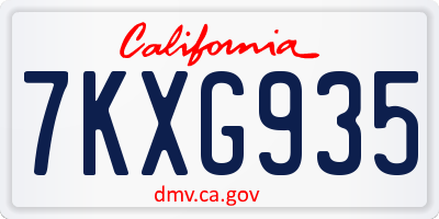 CA license plate 7KXG935