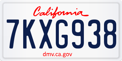 CA license plate 7KXG938