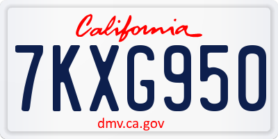CA license plate 7KXG950