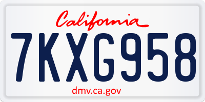 CA license plate 7KXG958