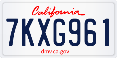 CA license plate 7KXG961